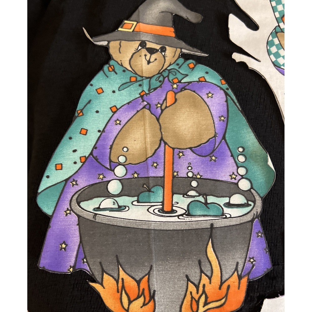 Vintage 1992 Daisy Kingdom by Laurie Halloween Applique Fabric Panel Teddy Witch